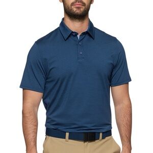 FLAG & ANTHEM STITCH FIX NAPLES PERFORMANCE POLO Mens XL Navy Stripe Golf Shirt
